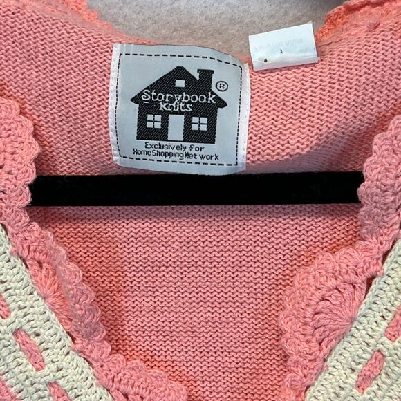 NWT STORYBOOK KNITS Women’s Cardigan 2X Coral Crochet Lace Button Front Sweater - Picture 3 of 16